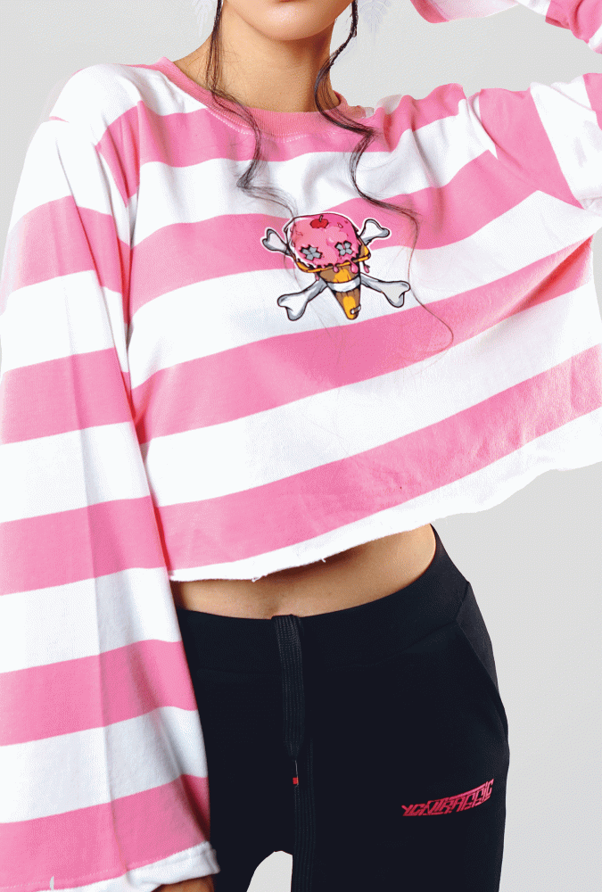 Crop Top with Pink and White Stripe